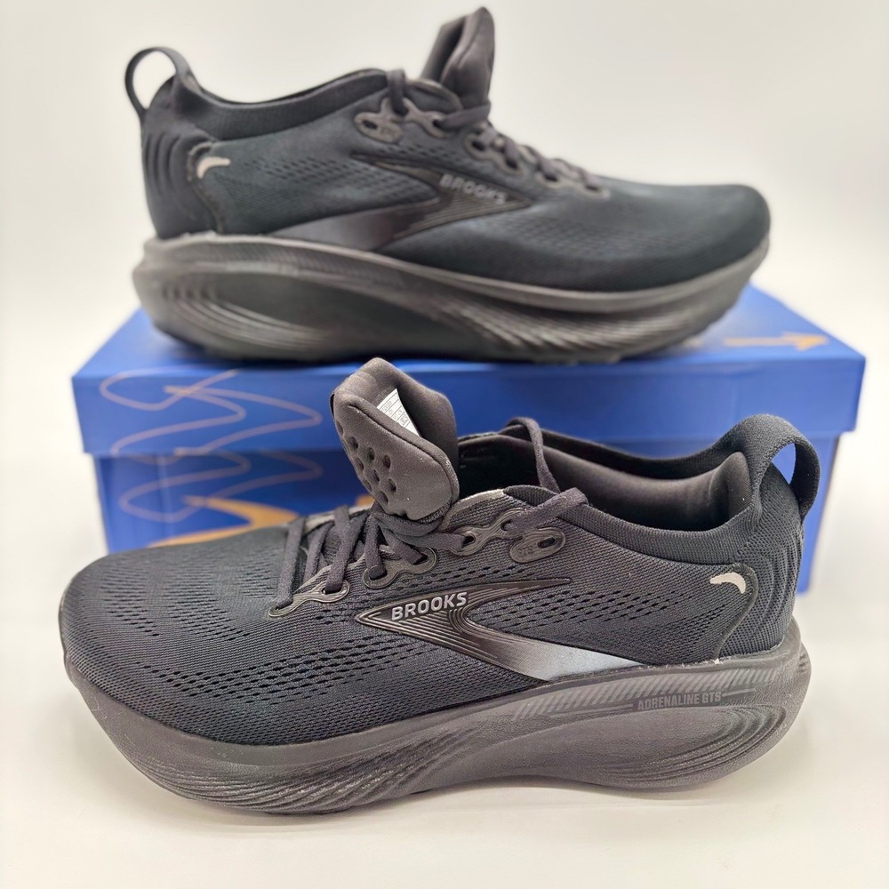 Brooks Adrenaline GTS 25 New Mens 10 "D" Width Running/Walk Shoes Triple Black - Picture 4 of 7